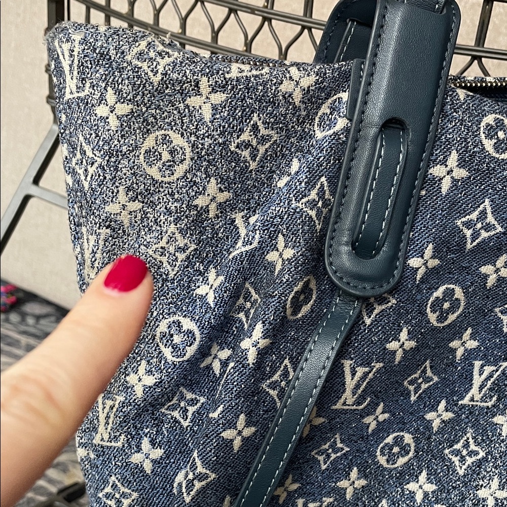Fashion Blue Monogram Denim Tote Bag - Picture 4 of 16
